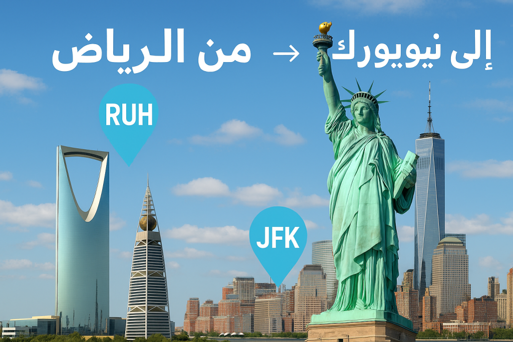طيران من الرياض إلى نيويورك
