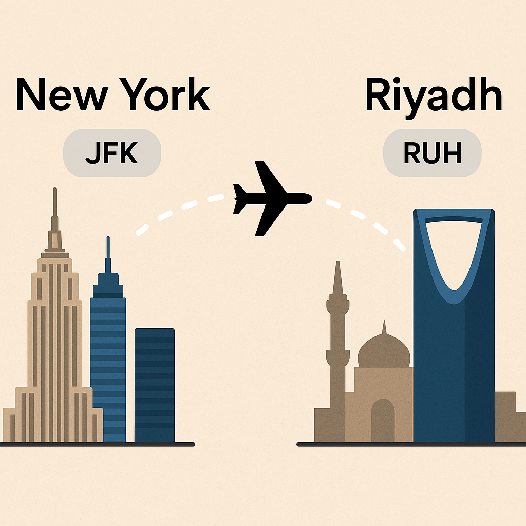 حجز طيران من نيويورك إلى الرياض