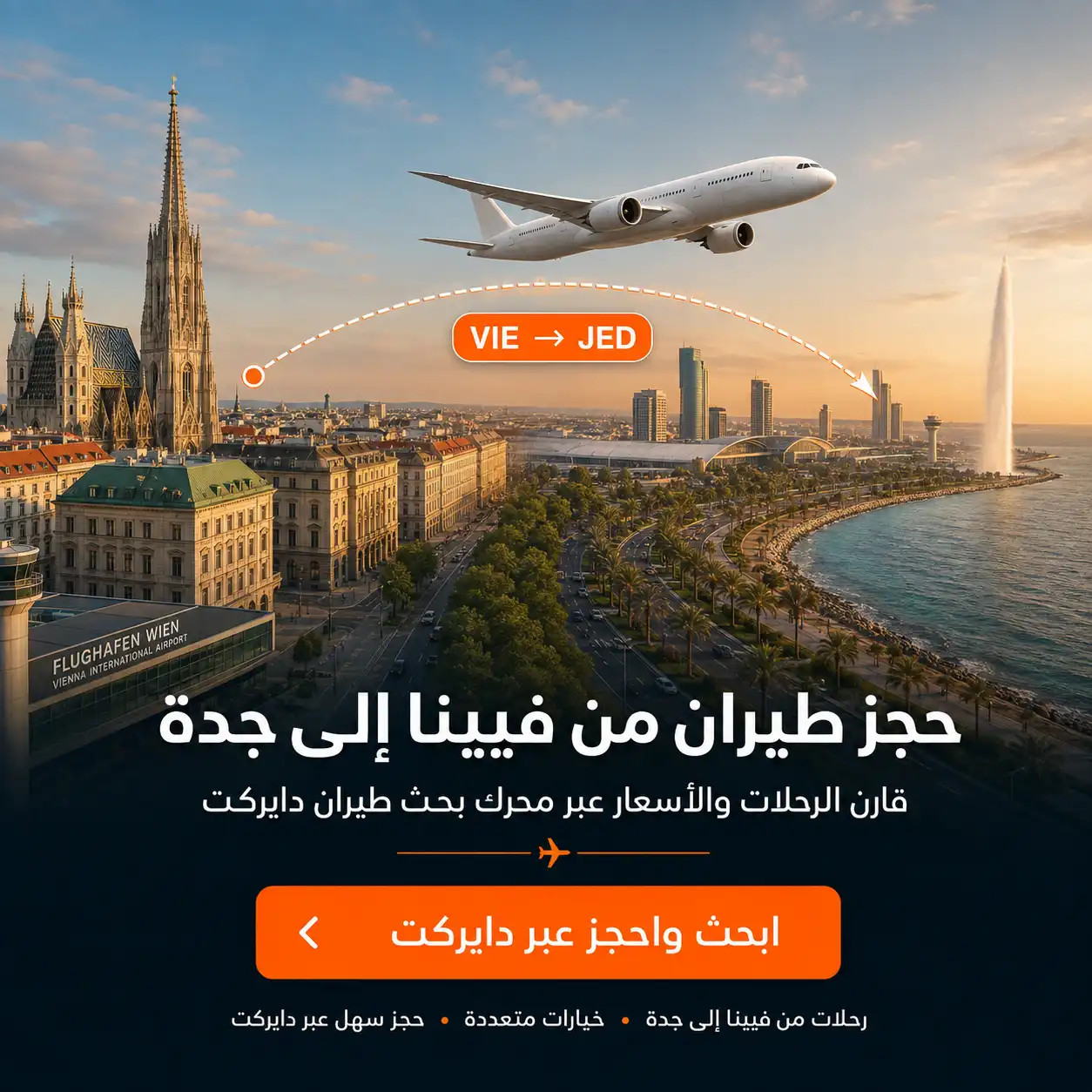 حجز طيران من فيينا إلى جدة