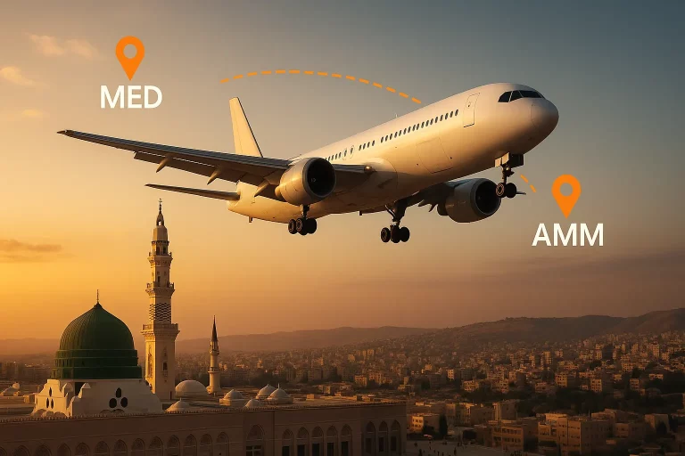 حجز طيران من المدينة إلى عمان